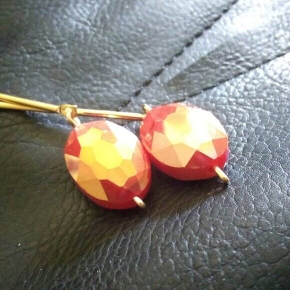 Flashy! Flirty! Summer Sexy on @ Stick! Hot Orange Mango Faceted Dangle Earrings - Picture 8 of 8